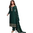 thumbnail image 1 of Mehndi Function Wear Indian Shalwar Kameez Suits Pakistani Trouser Pant Outfits ( Green, XXL - 46 ), 1 of 5