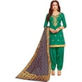thumbnail image 1 of Mehndi Function Wear Punjabi Patiyala Dress Pakistani Designer Shalwar Kameez Suits ( Green, M - 40 ), 1 of 5