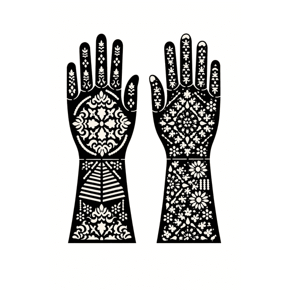Mehndi Hand Stencil Set Two Unique Designs for Henna Art, Single Use Pattern Sheets for Bridal Festival Hand Decoration