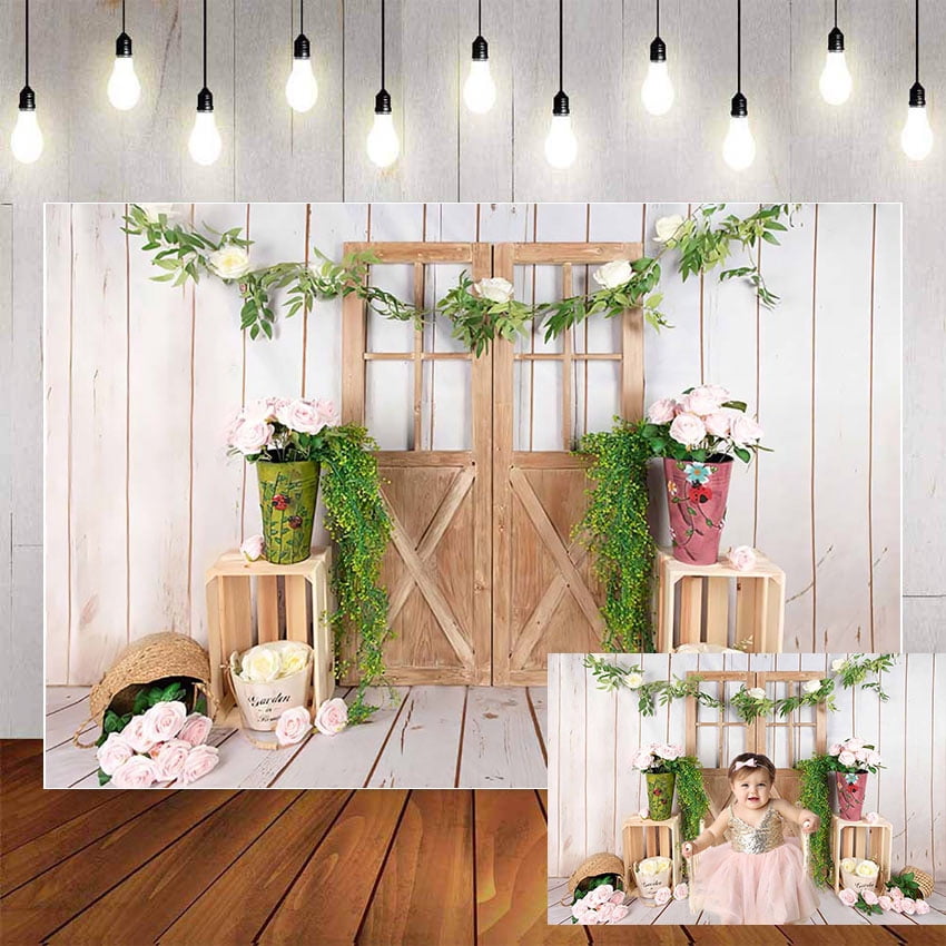 Mehofond Green Grass Easter Photography Background White Wooden Wall ...