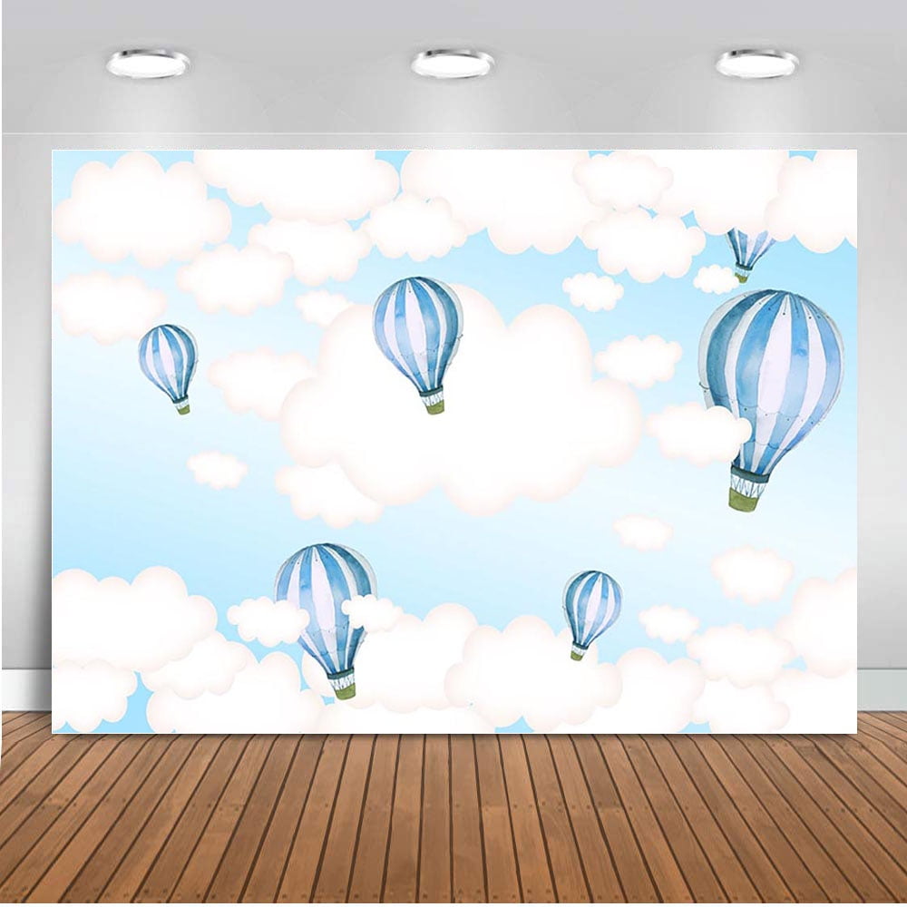 Hotballoons Theme White Cloud Blue Sky Arch Backdrop Kit