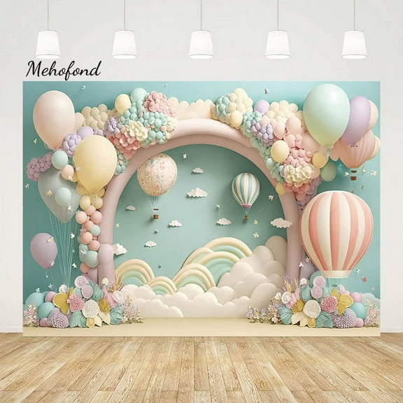 Mehofond Photo Background 3D Hot Balloons Kids Birthday Party Baby Shower Portrait Cake Smash r Photographic Backdrop Prop