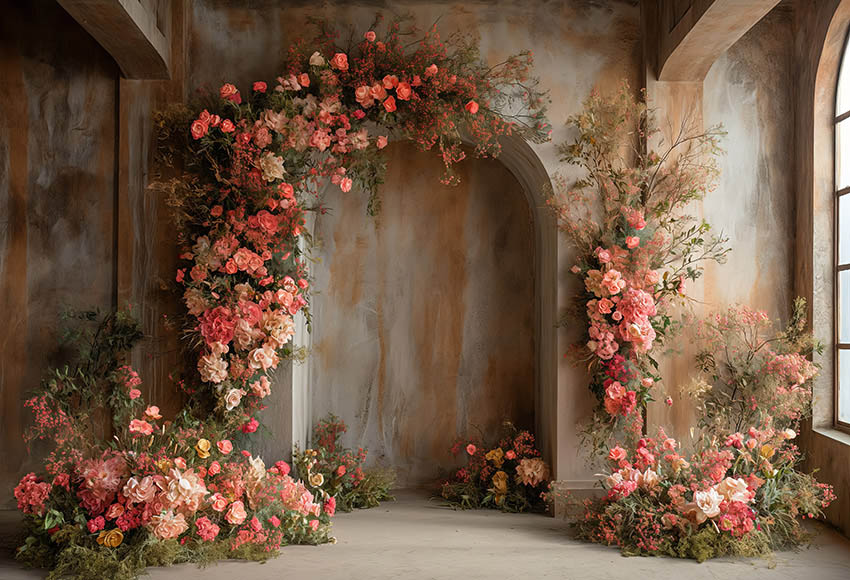 Feather Backdrop 8x6ft Boho Cream Floral Arch Backdrop - Beige Reed ...