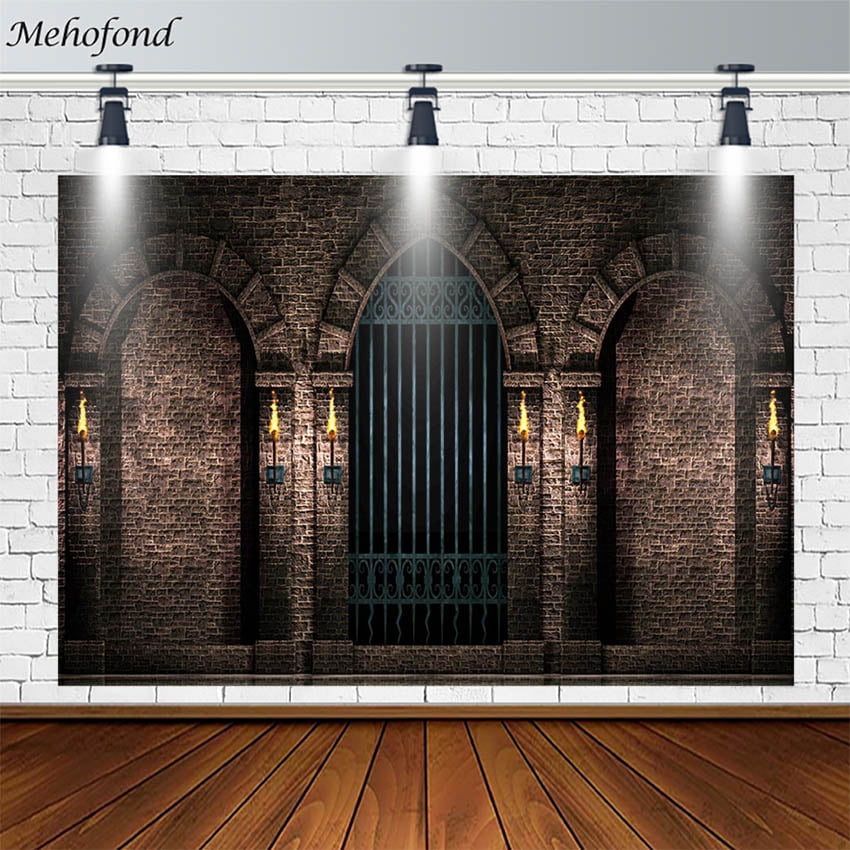 Torch Backdrop Mehofond Photography Background Halloween Retro Old Brick Wall Arch ...