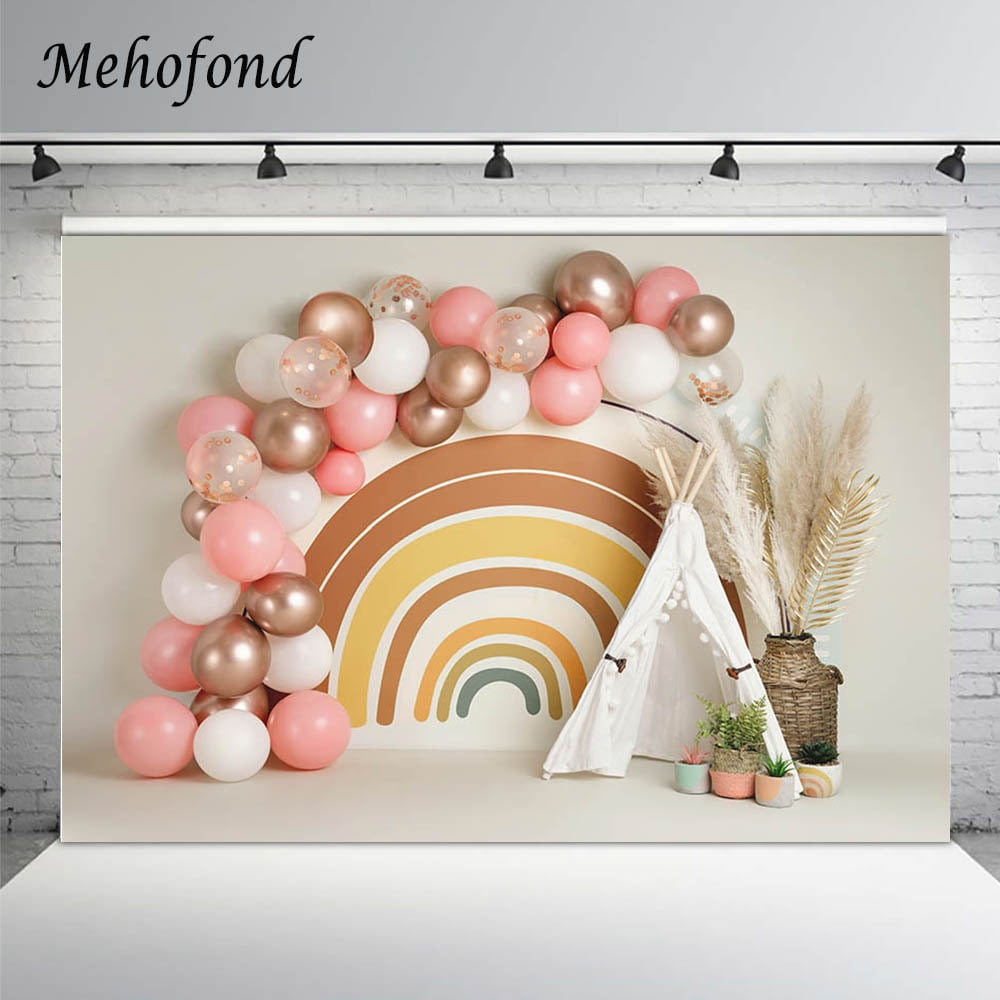 Mehofond Pink Bohemian Balloons Backdrop For Photography Cake Smash ...