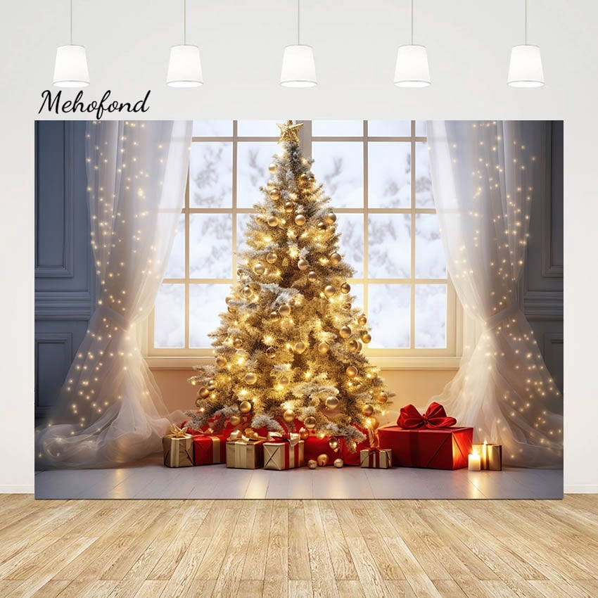 Mehofond Winter Landscape Window Backdrop Snow Scenery Tree Photography ...
