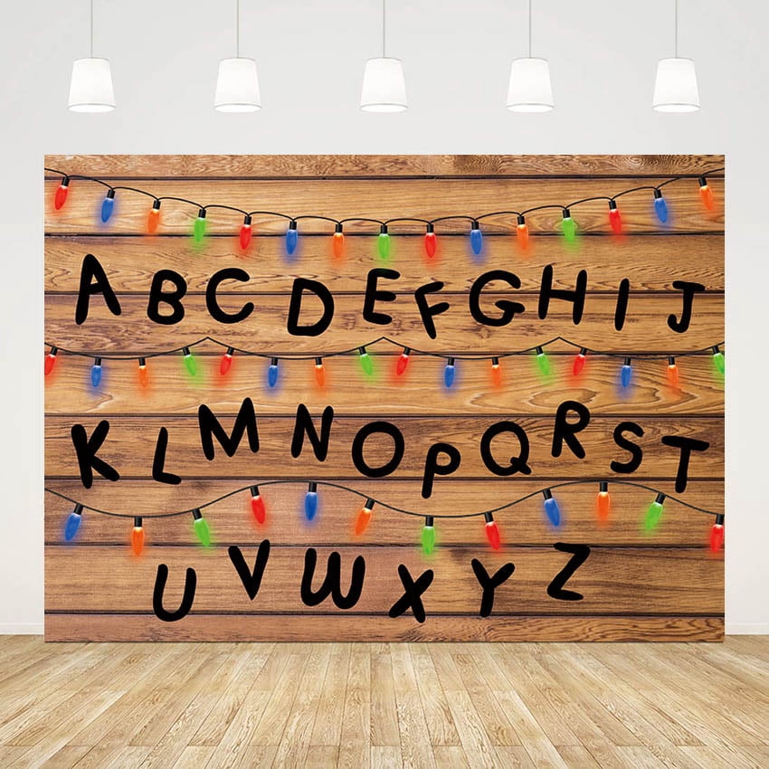 Alphabet Rations Mehofond Wood Board Alphabet Christmas Party Backdrop Colorful Lights ...