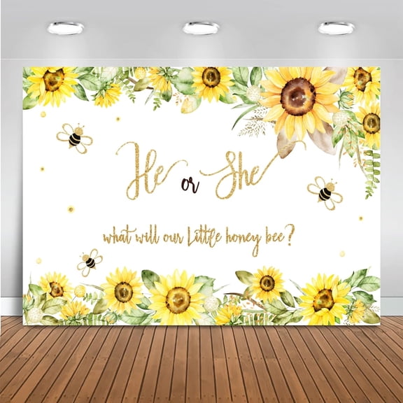Mehofoto Bee Gender Reveal Backdrop Boy or Girl Photography Background Bees Baby Gender Reveal Party Banner Backdrops