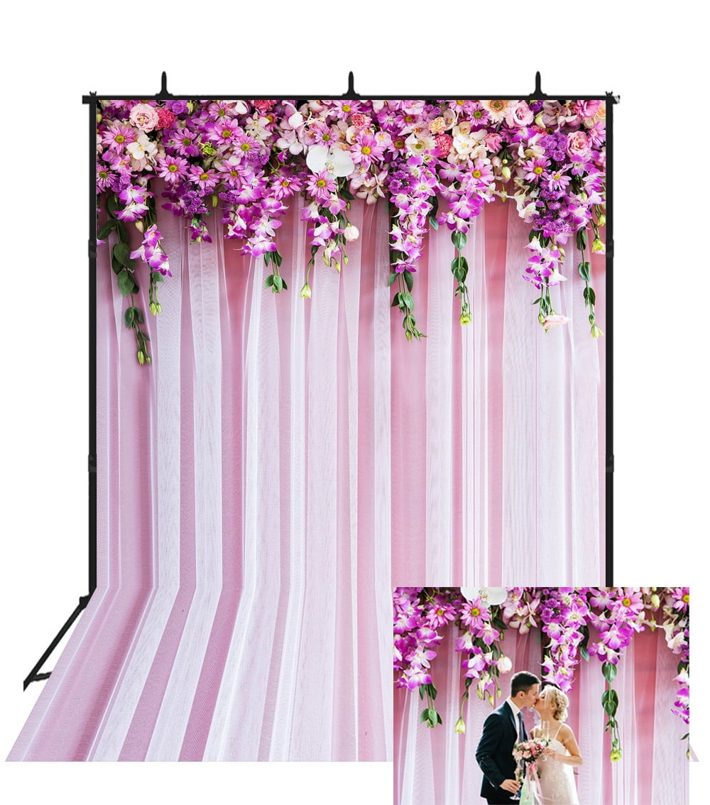 Mehofoto Purple Flowers Curtain Backdrop Photography Background Wedding Party ration Floral Baby ...