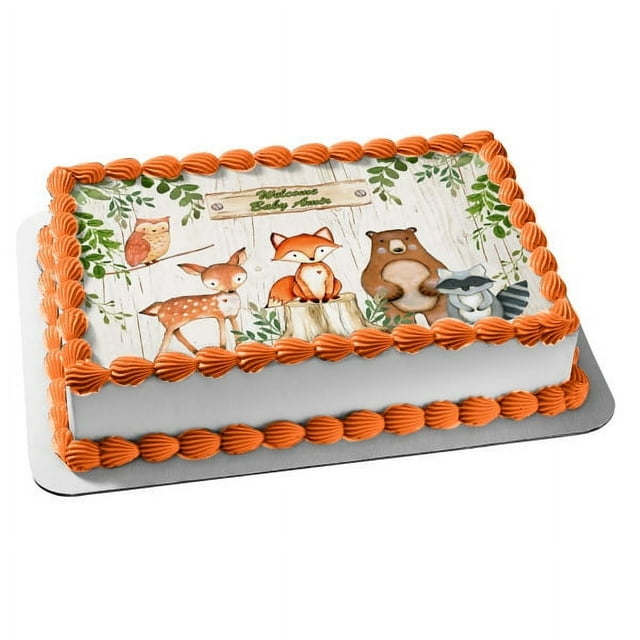 Mehofoto Woodland Animals Edible Cake Topper Image for Baby Shower