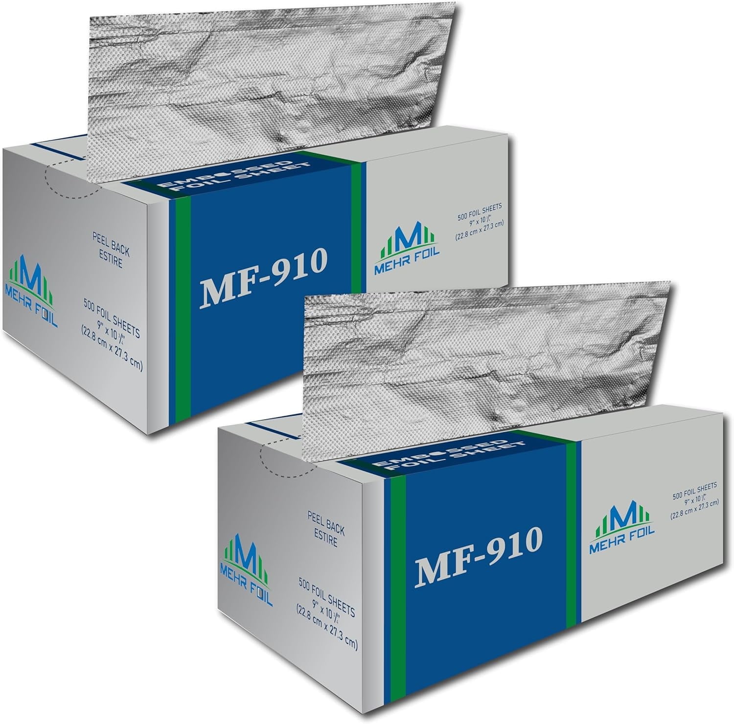Mehr Foil Premium Aluminum Foil Sheets | Convenient Pop-Up Foil Sheets for Food Storage and Cooking | Pre-Cut 2 Pack Foil Sheets 9" x 10.75 | Box contain 500 Sheets