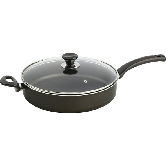 Mehtap Saute Pan with Lid and Two Handles, Teflon Classic Nonstick Frying Skillet Black