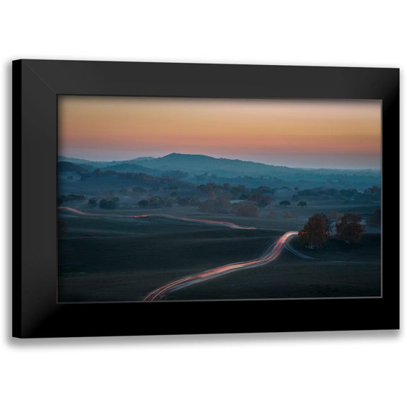 C. Mei 14x10 Black Modern Wood Framed Wall Art Titled - Prairie Dusk