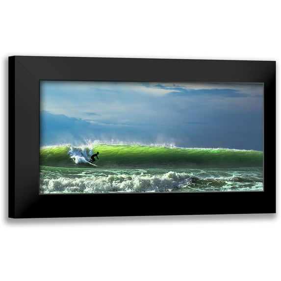 Mei, Massimo 24x14 Black Modern Framed Museum Art Print Titled - Catch The Wave