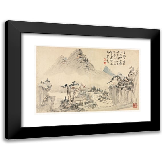 Mei Qing 14x11 Black Modern Framed Museum Art Print Titled - Landscapes in Various Styles After Old Masters 3 (1690)