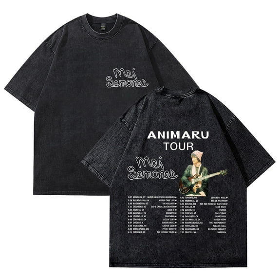 Mei Semones Animaru Tour T-shirts Merch Unisex Vintage Cotton Wash Tees Short Sleeve O-neck Tops