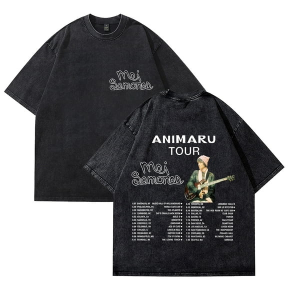 Mei Semones Animaru Tour T-shirts Merch Unisex Vintage Cotton Wash Tees Short Sleeve O-neck Tops