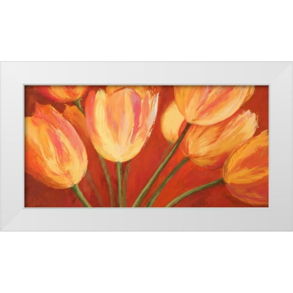 Mei, Silvia 32x18 White Modern Wood Framed Museum Art Print Titled - Orange Tulips