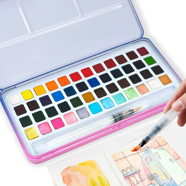 Meiliang Watercolor Paint Set 48 Vivid Colors Includes12 Metallic Glitter  Solid