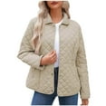 thumbnail image 1 of Rutainlusire Ladies Diamond Quilted Snap Button Jacket Relaxed Fit Collared Lightweight Puffer Coat Casual Everyday Wear, 1 of 5