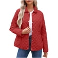 thumbnail image 1 of MeiTDia Ladies Diamond Quilted Snap Button Jacket Relaxed Fit Collared Lightweight Puffer Coat Casual Everyday Wear, 1 of 6