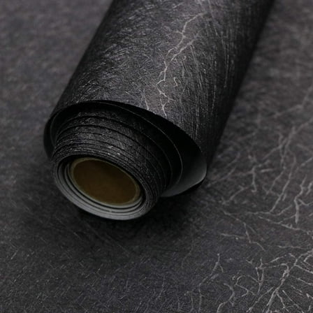 Meiban 15.74" x 118" Black Silk Wallpaper Peel and Stick Wallpaper Embossed Self Adhesive Textured Pattern Wallpaper Kitchen Counter Top Contact Paper Christmas