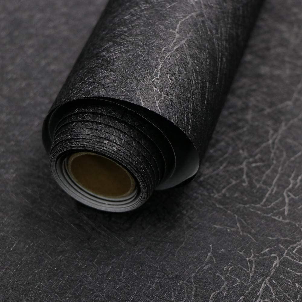 UMIGGEE 15.74" x 393.7" Black Silk Peel and Stick Wallpaper Self-Adhesive Textured Black Wallpaper for Kitchen Countertop Contact Paper Texture Home Decoration Wall Covering Old Furniture Renovation