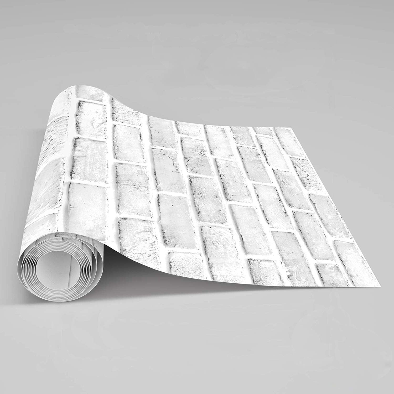 UMIGGEE 17.7-in X 393.7-in Gray/White Brick Wallpaper Peel and Stick Removable Wall Paper Self-Adhesive Brick Backsplash Wallpaper fot Funiture Home Decoration