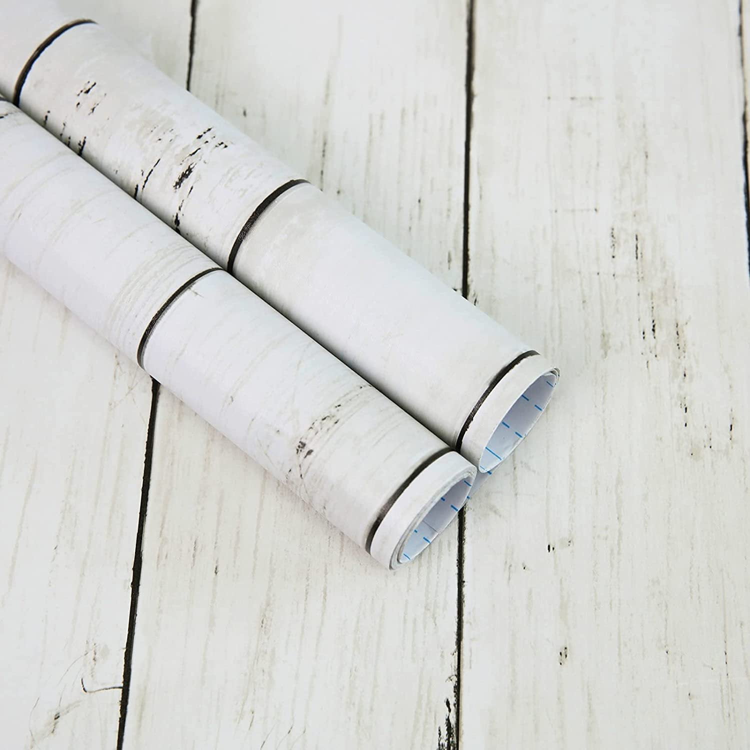 UMIGGEE 17.7" x 393.7" Wood Wallpaper White Self Adhesive Paper Removable Wood Peel and Stick Wallpaper Home Decorative Wall Covering Vintage Wood Panel Interior Film Easy to Clean