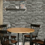 Meiban 17.7" x 1003.9" Stone Brick Wallpaper 3D Grey Brick Wallpaper Peel and Stick Wallpaper Removable Wall Contact Paper Self-Adhesive Wallpaper Vintage Brick Wall Paper for Home Decor Christmas