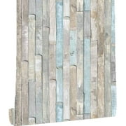 Meiban 17.7" x 118" Rustic Wood Wallpaper Self-Adhesive Removable Wallpaper Blue Peel and Stick Wallpaper Vinyl Wood Wall Paper for Home Decoration Wall Covering Old Furniture Renovation