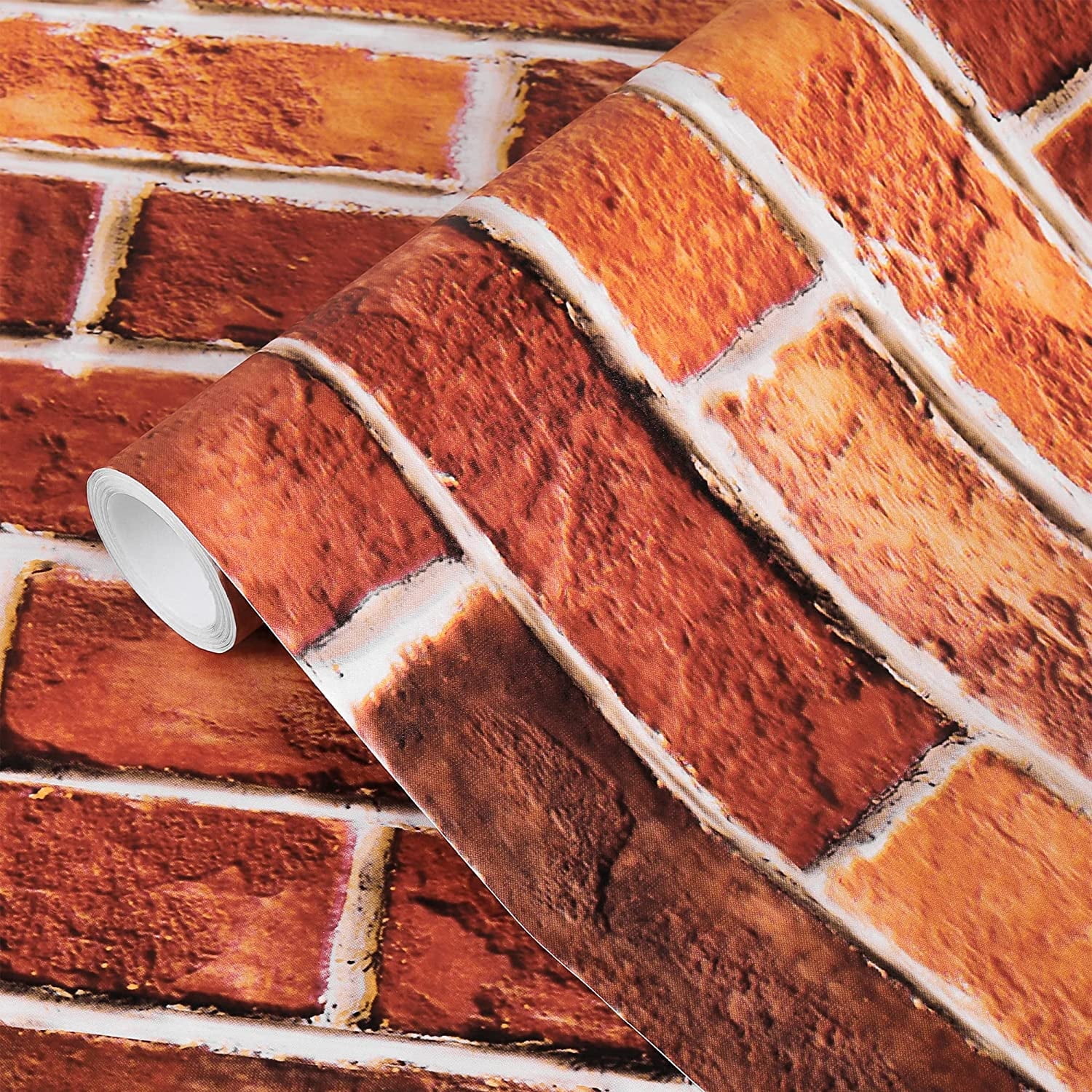 "Meiban 17.7""x118.1"" Waterproof Red Brick Wallpaper Self Adhesive
