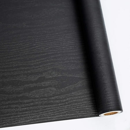 Meiban Black Wood Peel and Stick Wallpaper 15.74" x 118" Wood Grain Contact Paper Removable Self-Adhesive Wall Paper Film for Furniture Decoration