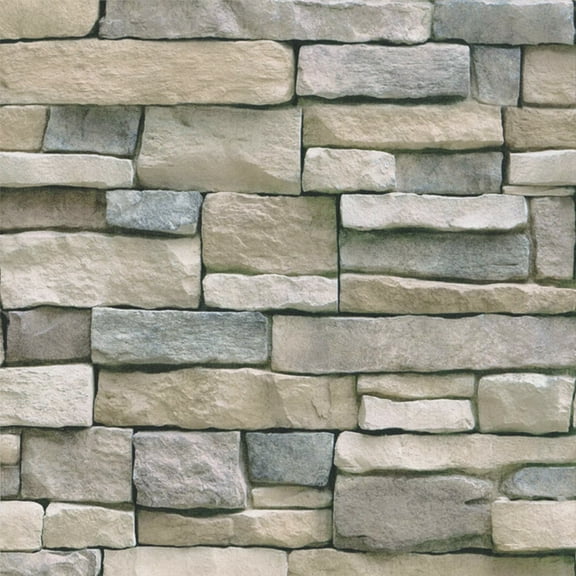 UMIGGEE Brown Stone Brick Wallpaper 17.7" x 118" Peel and Stick Stone Self-Adhesive Removable Vinyl Wallpaper Faux 3D Stone Look Brick Shelf Paper