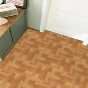Meiban Brown Vinyl Flooring 12in×12in×1mm 10 PCS/Pack Peel Stick Floor Tile Brown Wood Grain Floor Tile Easy to Install for Home Decor ( 10Sq. ft/Pack)