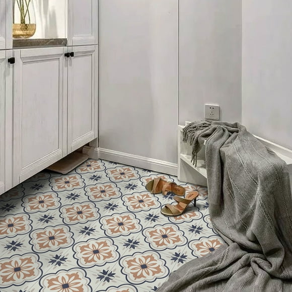 UMIGGEE Floral Vinyl Flooring Tile 11.8"x11.8"x 1.0mm (20-pcs, Cover 19.2 sq. ft./ Pack) Peel and Stick Flooring Tile Self-Adhesive Flooring Tile Home Decoration for Kitchen Living Room