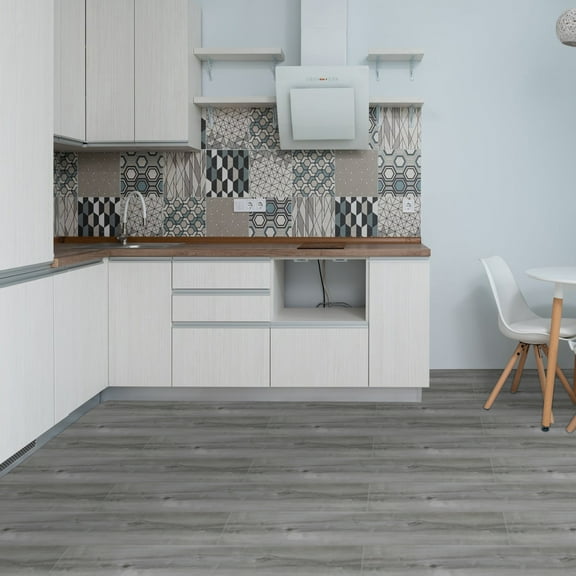 UMIGGEE Gray Peel and Stick Flooring 35" x 6" 10 Pieces/Pack Vinyl Wood-Look Flooring Tiles Self-Adhesive Vinyl Flooring Easy to Install for Kitchen Living Room (Cover 14.5 Sq. Ft)