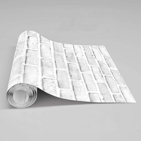 product image of Meiban Grey and White Stick and Peel Wallpaper 17.7" x 236.2" 3D Brick Wallpaper Textured Pattern Removable Self Adhesive Vinyl Contact Paper for Furniture Decoration