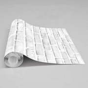 Meiban Grey and White Stick and Peel Wallpaper 17.7" x 236.2" 3D Brick Wallpaper Textured Pattern Removable Self Adhesive Vinyl Contact Paper for Furniture Decoration