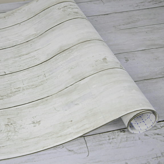 Meiban White and Gray Wood Wallpaper 17.7" x 236.2" Self-Adhesive Wallpaper Removable Peel and Stick Wallpaper Kitchen Countertop Home Decoration Wall Covering Old Furniture Renovation