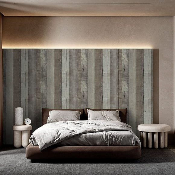 Meiban Wood Wallpaper 17.7" x 236.2" Shiplap Peel and Stick Wallpaper Distressed Wood Plank Self Adhesive Wall Paper Vinyl Roll Faux Wood Wallpaper