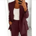 thumbnail image 1 of Meichang 2 Piece Outfits for Women Dressy Lapel Neck Blazer Coat and Pant Sets Work Outfits Office Casual Suit Set, 1 of 5