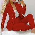 thumbnail image 1 of Meichang 2 Piece Outfits for Women Long Sleeve Double Breasted Blazer And Slimming Solid Pants Elegant Work Business Suit Sets, 1 of 8