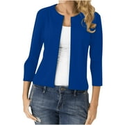 MEICHANG 3/4 Sleeve Blazer for Women Petite Cardigan Outerwear Solid Color Three Quarter Sleeve Slim Fitting Small Jackets Casual Dressy Shirts Tops