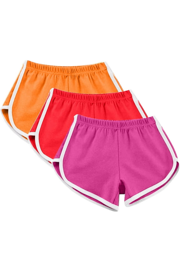 Meichang 3 Packs Dolphin Hem Shorts for Women Elastic Waist Yoga Running Gym Workout Shorts Soft Comfy Booty Pants Cycling Hiking Sports Shorts for Women Hot Pink M