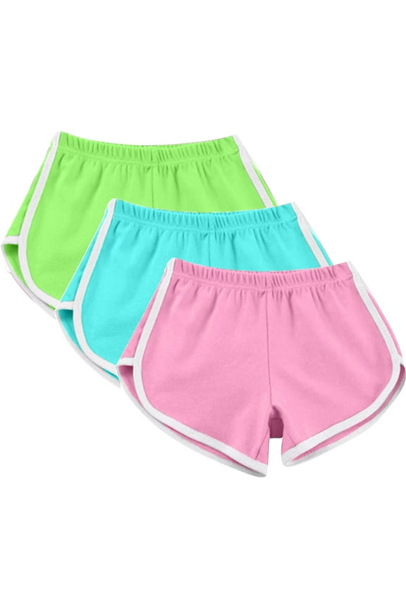 3 Packs Dolphin Hem Shorts for Women Elastic Waist Soft Comfy Workout Shorts Summer Casual Athletic Yoga Gym Running Shorts