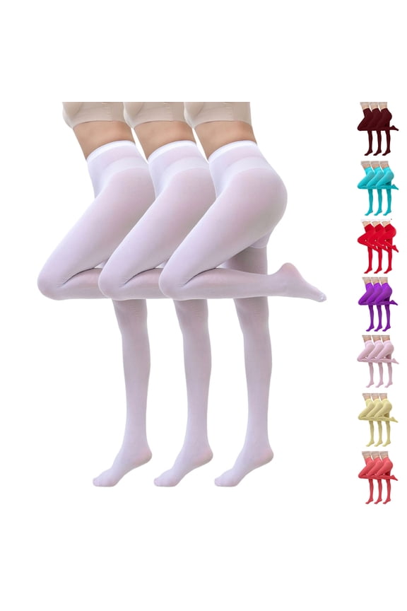 3 Pairs Tights for Women Opaque High Waisted Stockings Womens Footed Pantyhose with Control Top