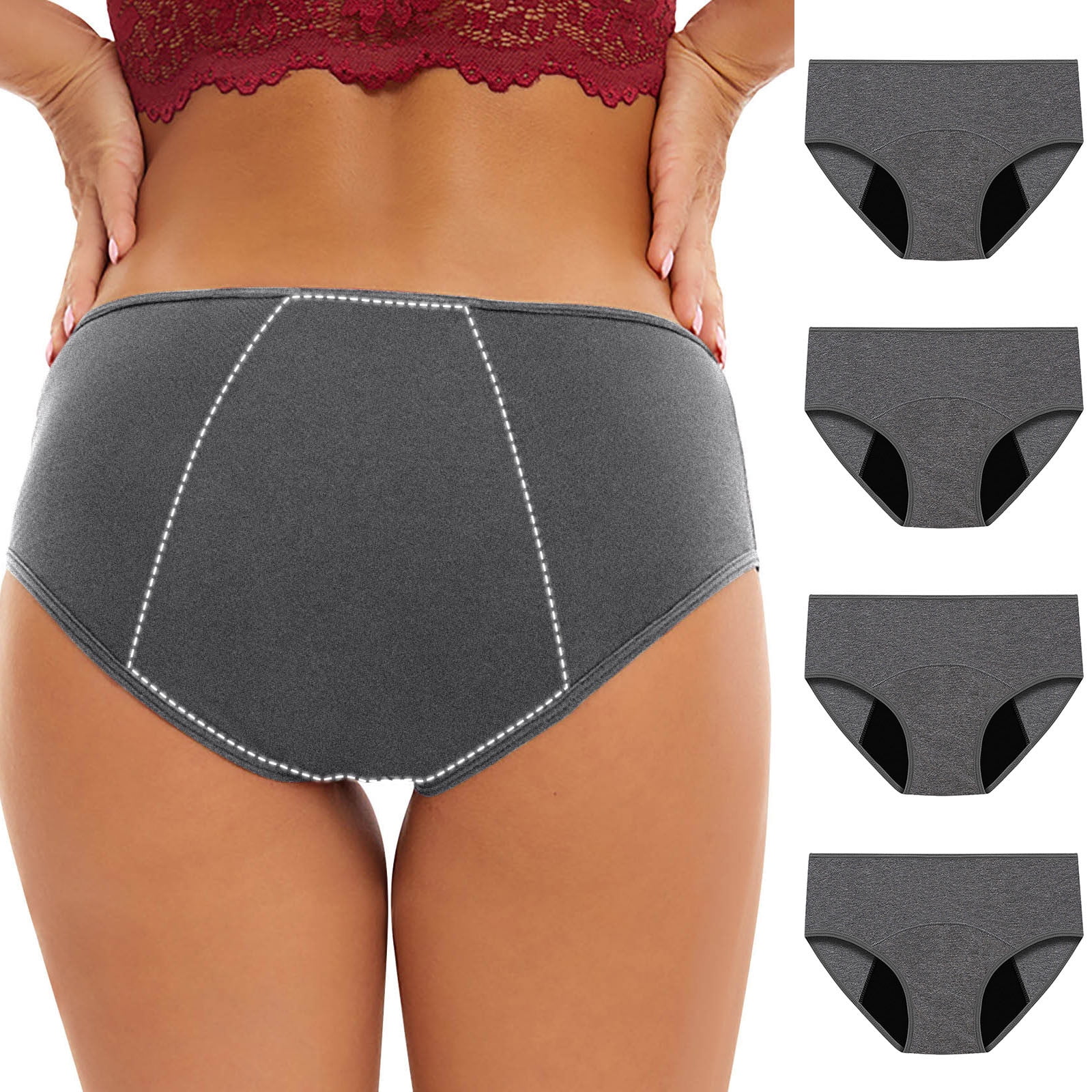 5-Pack Women’s Menstrual Underwear – Mid-Rise Cotton Blend Briefs main image 0