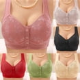 thumbnail image 1 of Meichang 6 Pack Daisy Bras for Older Women Large Bust Front Snap Bralettes Wireless Push Up Everyday Bras Wirefree Comfortable Breathable Plus Size Bralettes, 1 of 5