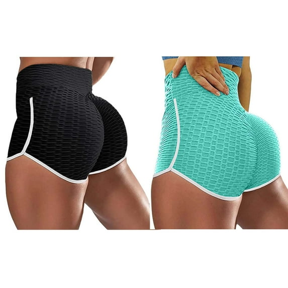 Meichang Athletic Shorts for Women Butt Lifting High Waisted Bubble Butt Yoga Shorts Running Jogger Stretchy Workout Shorts Biker Shorts Women Tummy Control